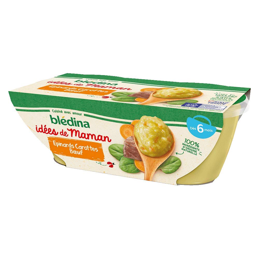 BLEDINA Idées de maman Epinards Carottes Boeuf - Des 12 mois - 2 x 200g