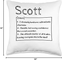 Vista 4 de Funny Custom Name Scott Husband Dad Men Nombre Scott Significado Definición Boy - Almohada personalizada con sarcasmo, 16 x 16, multicolor