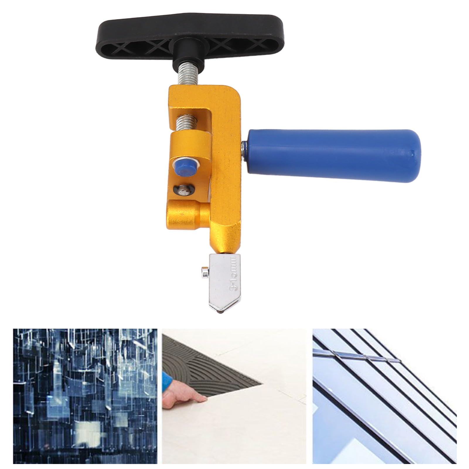 Xolsurg Glass Tile Cutter Hand Tool Integrated Handheld Boundary Opener Alloy Knife Ceramic Cutting DIY Gold 290g Applicable to Home Improvement and DIY Projects