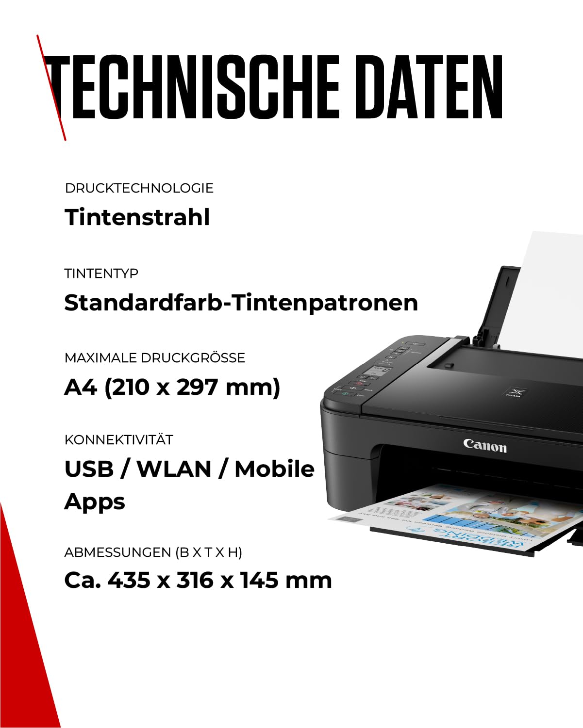 Canon PIXMA TS3350 Drucker Farbtintenstrahl Multifunktionsgerät DIN A4 (Scanner, Kopierer, 4.800 x 1.200 dpi, WLAN, USB, Apple AirPrint, PIXMA Cloud-Link), schwarz