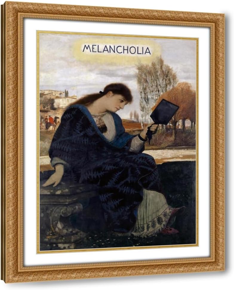 ArtDirect Melancholy (1885–1900) Custom Framed Art Print Giclee Print or Canvas Options with Various Sizes and Customization by Arnold Böcklin