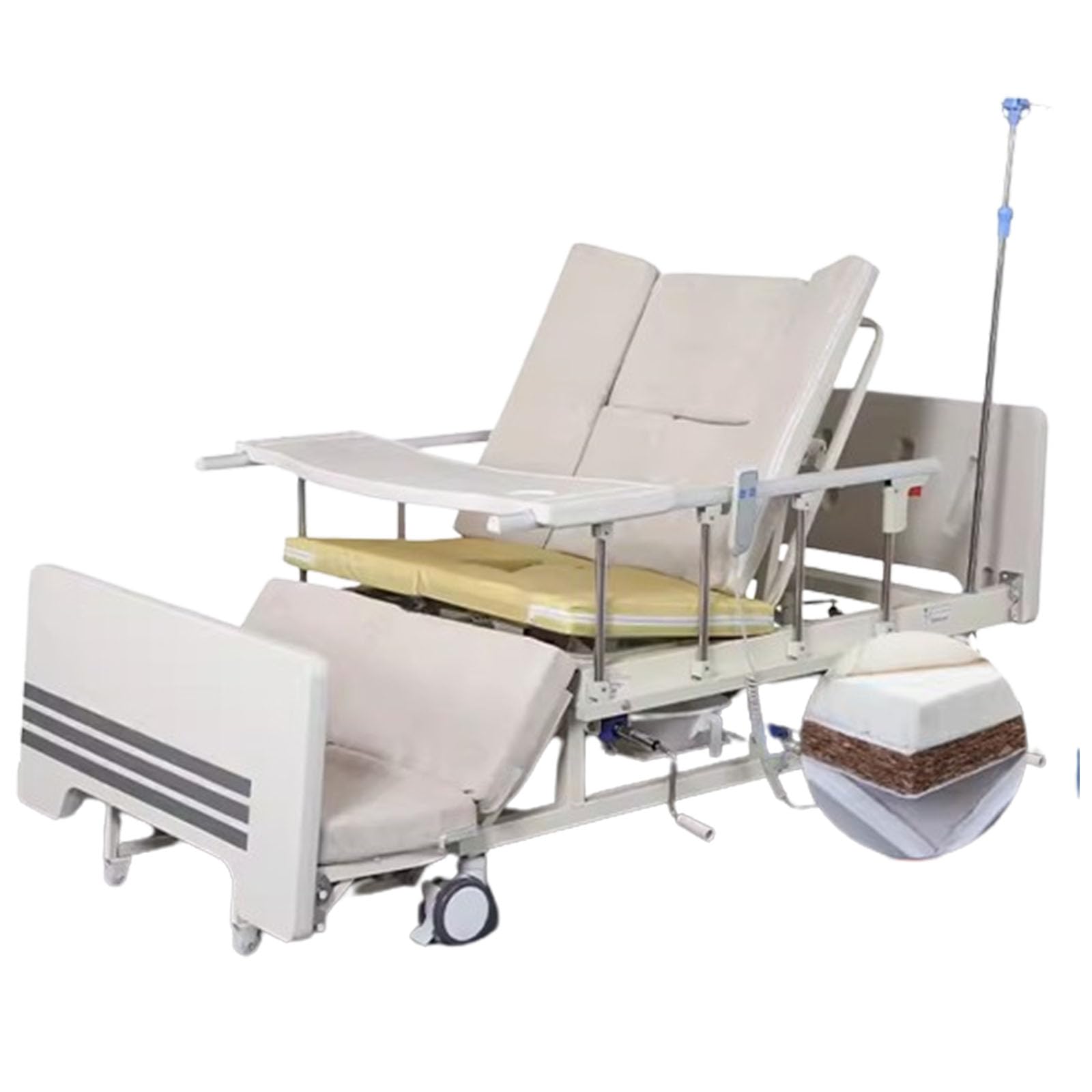 SICWEDIM Electric Nursing Bed, Multifunctional Fully Automatic Medical Bed for Patient Home Use, with Motor and Breathable Mattress (A 90CM)