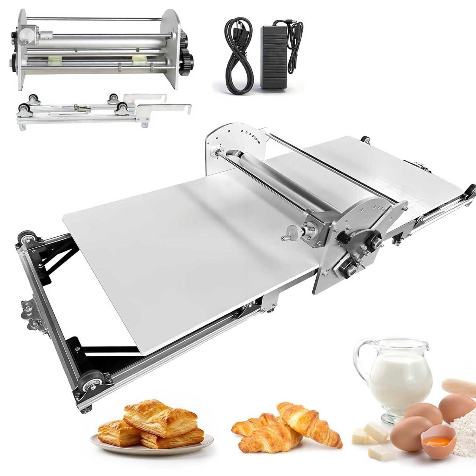 Stendetrice Elettrica Per Pasta,Spessore Regolabile Da 0 A 30 Mm, Design Compatto E Pieghevole | Adatta Per Croissant, Torte, Pasta Sfoglia E Basi Per Crêpes | Ideale Per Panifici E Ristoranti
