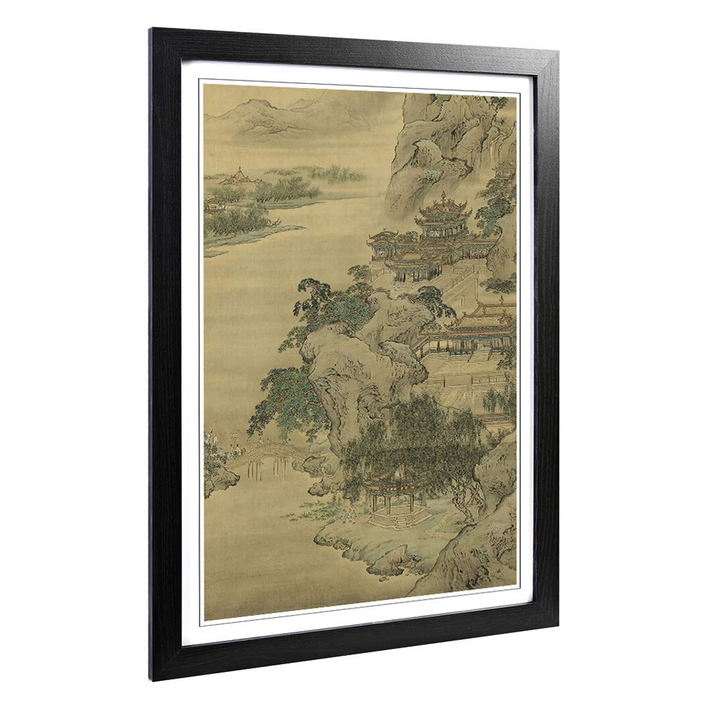 Big Box Art Framed Print of Yuan Yao Oriental Design | Wall Art Picture | Home Decor for Kitchen, Living, Dining Room, Lounge, Bedroom, Hallway, Office, Black, A2 / 24.5x18 Inch / 62x45cm