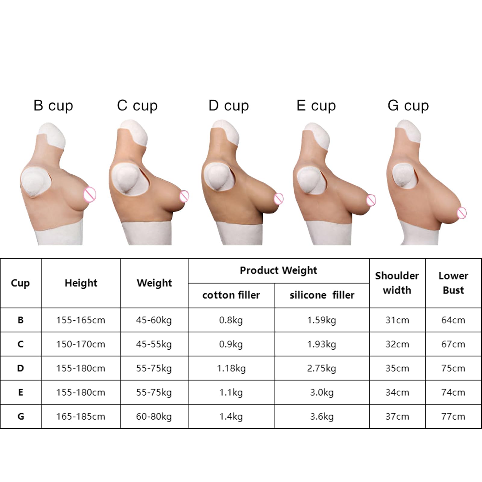 4 ° Silicone Tette Finte Coppa C-G Forme Seno Realistico Silicone Pettorale Seni Finti per Cosplay Crossdressers Drag Queen