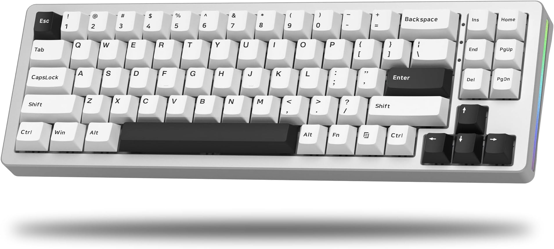 Womier SK71 75% Gaming Keyboard, Aluminum Alloy Shell Wireless Mechanical Creamy Keyboard Bluetooth/2.4G/Wired Hot Swappable Key Board Pre-lubed Switches, Gasket Mounted RGB for Mac/Win (Silver)