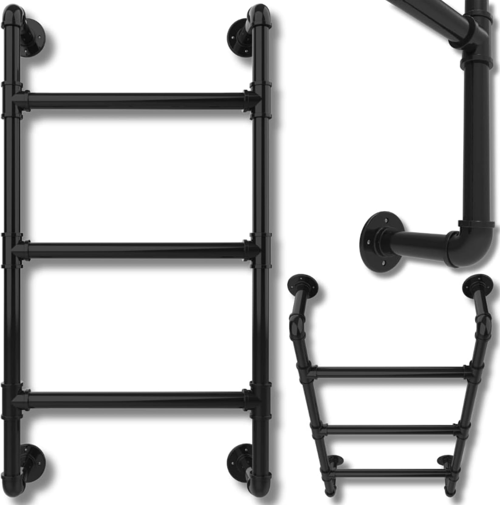 Built-in Ladder 3 Rungs –– Heavy-Duty 3-Step Wall Mounted Ladder –– Stationary Metal Bunk Bed & Loft Ladder with 3 Rungs –– Fixed Wall Ladder for Attic, Home & RV — image 1