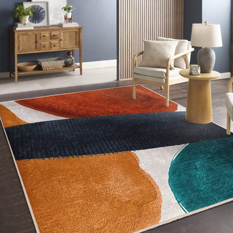 Tapis en faux cachemire doux géométrique abstrait haut de gamme