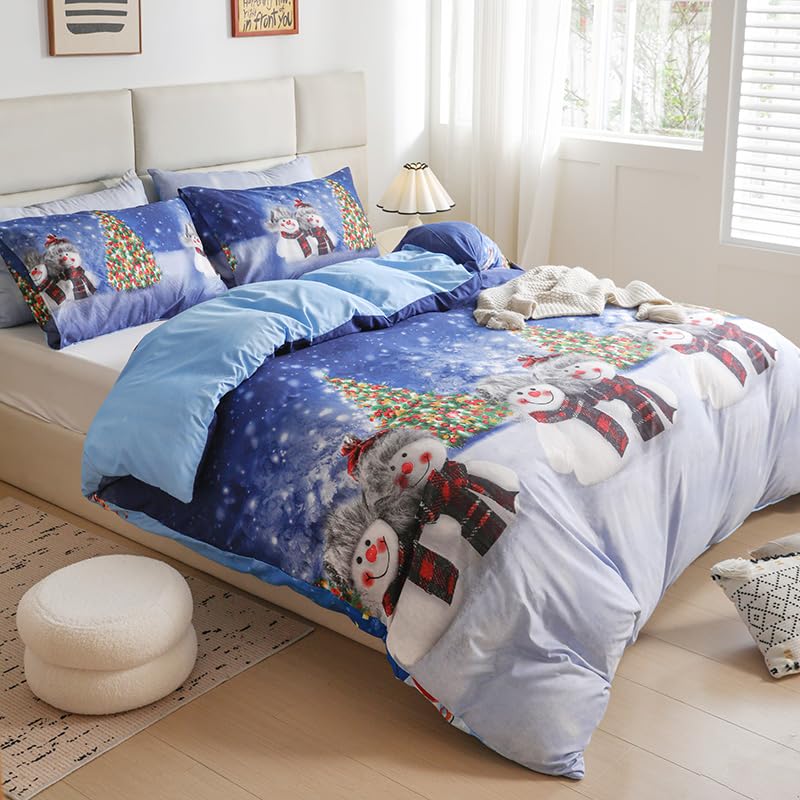 myAIMS Father Christmas Royal Santa Claus Merry Santa Xmas Kitty Duvet Quilt Cover & Pillowcase Bedding Set Multi-Colour Snowman Presents Set Ultra Soft Easy Care - Image 2