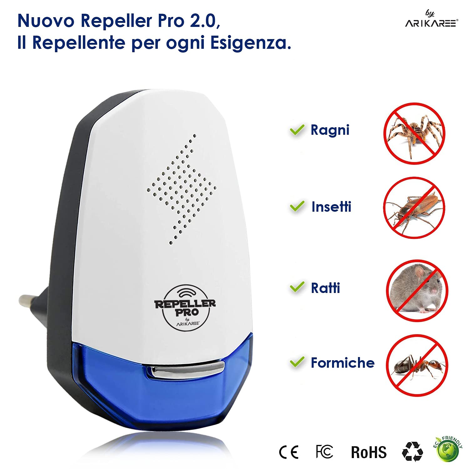 Repellente repulsore disabituante ultrasuoni professionale da esterno a 220 volt uso continuo - pest control Topi - Ratti - Roditori