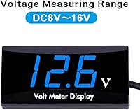 Vista 2 de Voltímetro digital de auto DC 12 V – AIMILAR con pantalla LED, medidor de voltaje para auto o motocicleta (Azul)