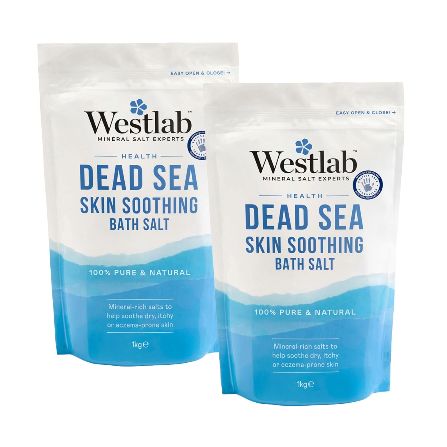 Westlab Pure Mineral Bathing Dead Sea Salt, 1kg (Packaging May Vary) (Pack of 2)