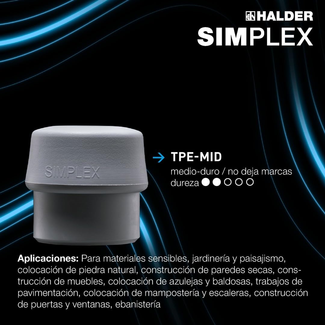 SIMPLEX 3023.080 - Martillo (TPE-mid/composición de goma, carcasa de hierro maleable y mango de madera de alta calidad, diámetro de 80 mm)