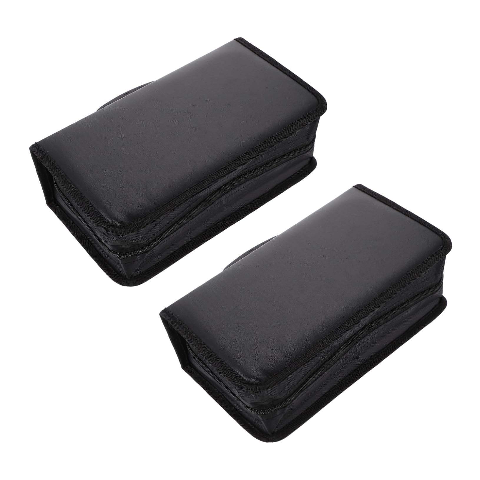 Pochette Porte-CD PU Noire 128 Disques Lot de 2, Étui à Fermeture Éclair