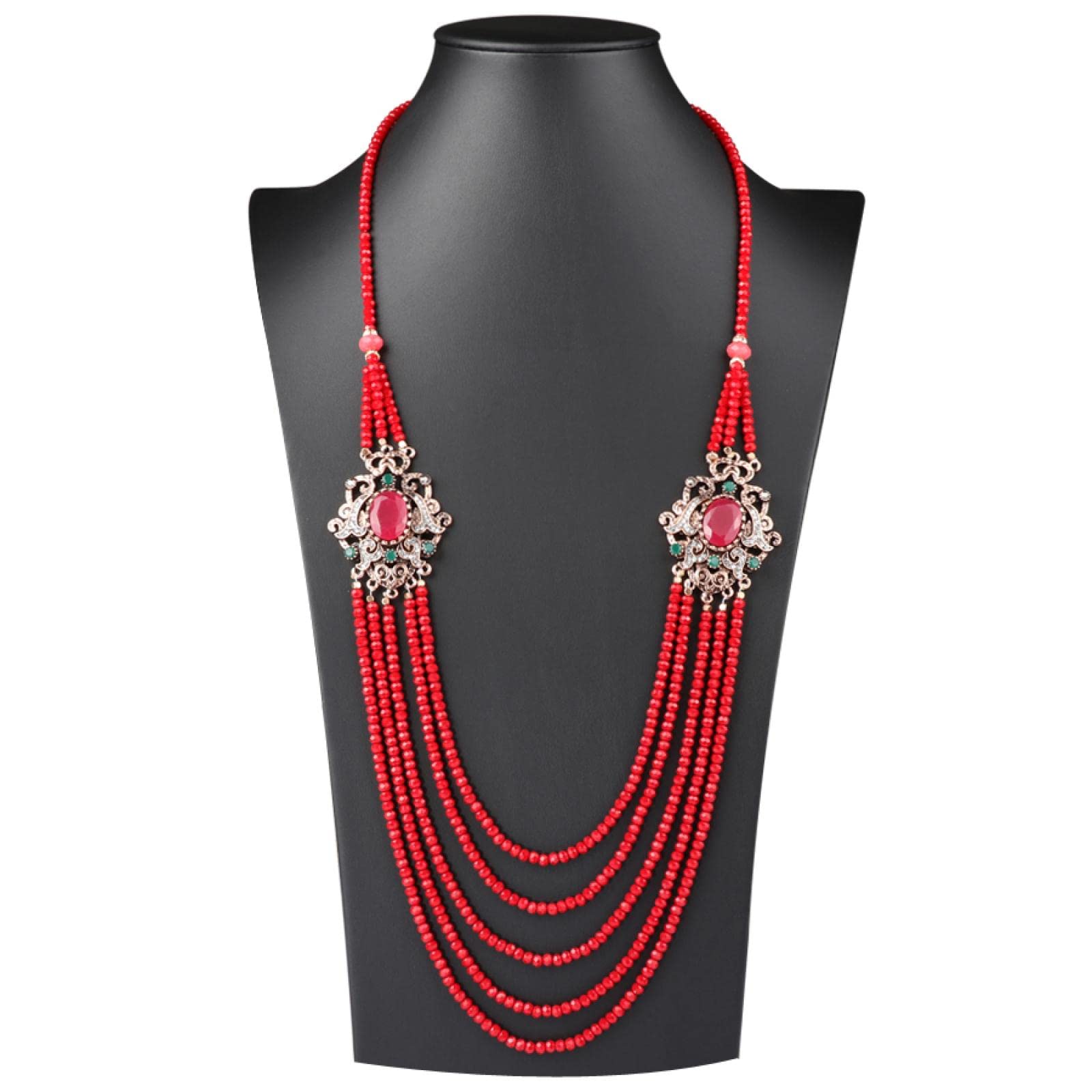 Halskette Damen Anhänger Pulloverkette Langkettige Frauen Luxus Naturstein Halskette Antik Grün Kristall Perlen Strang Quaste Halskette Für Frauen Vintage Grün