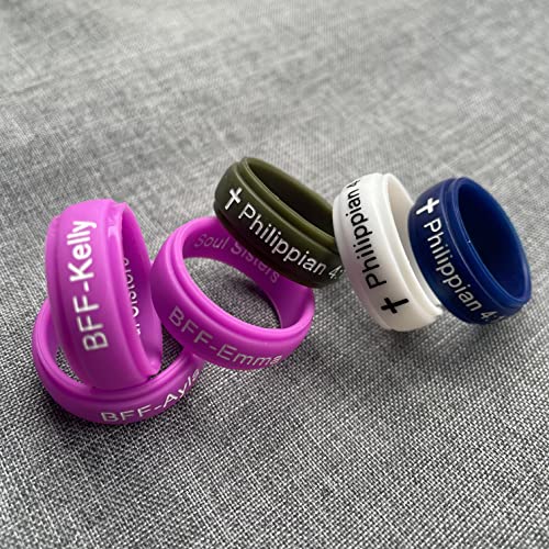 Personalized Engraving Silicone Rings for Men Women 8MM Breathable Rubber Step Edge Comfort Fit Inspirational Rings Wedding Band,Graduation Gift for Son Daughter,Size 6-123