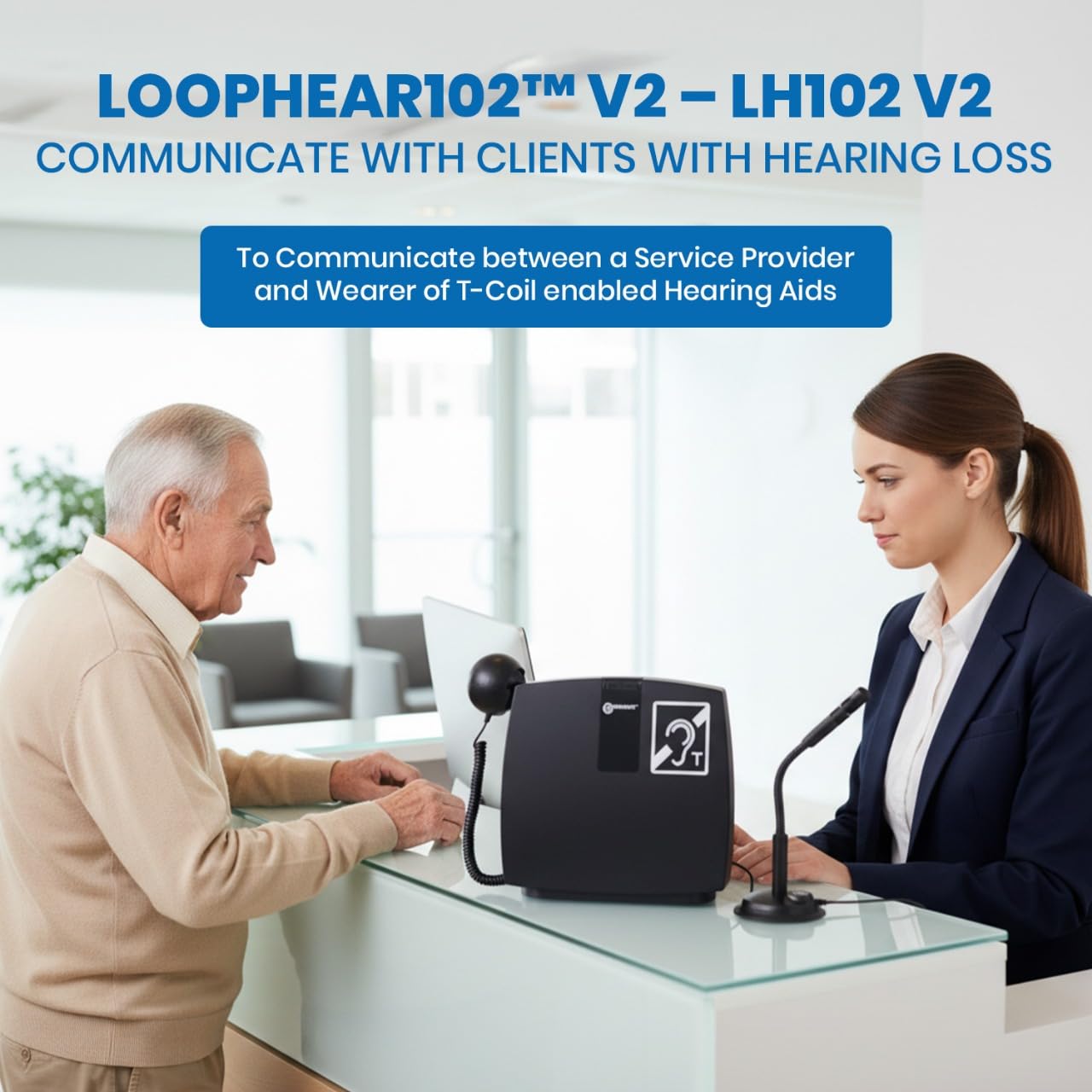 Geemarc LoopHEAR 102 - Boucle à Induction Magnétique Portative pour Guichets et Autres Zones d’Accueil des Établissements Recevant du Public