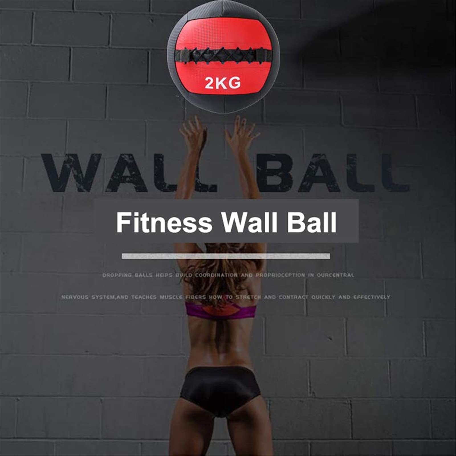 Piłki do ćwiczeń, Piłka lekarska Piłka lekarska Wall Ball Easy Grip i gumowa waga 2-12 kg do treningu przekrojowego, ćwiczeń fitness,5kg