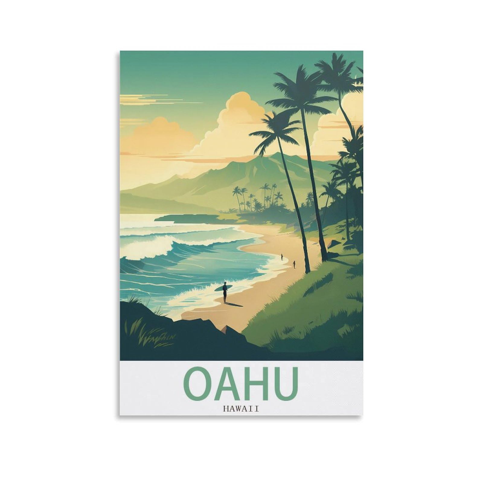 Ndoud Oahu Hawaii Vintage Travel Posters Surf 12x18inch(30x45cm) Wall Art Picture Print Canvas Painting for Living Room Home Decor