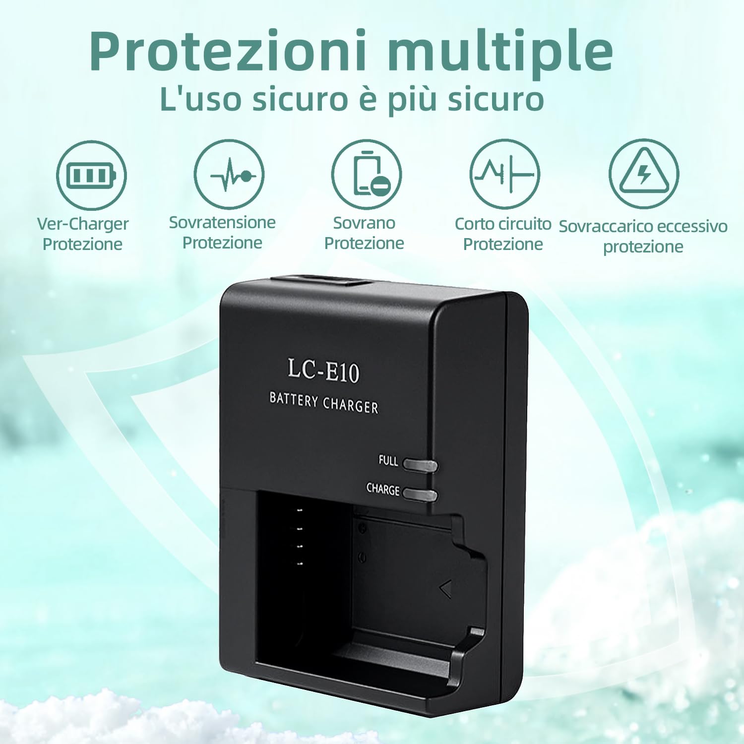 LC-E10 LC-E10C Caricabatterie per batteria per fotocamera Applies to LP-E10 batterie compatibile con Canon EOS Rebel T3 T5 T6 T7 T100 Kiss X50 X70 X80 X90 1100D 1200D 1300D 1500D 4000D fotoc