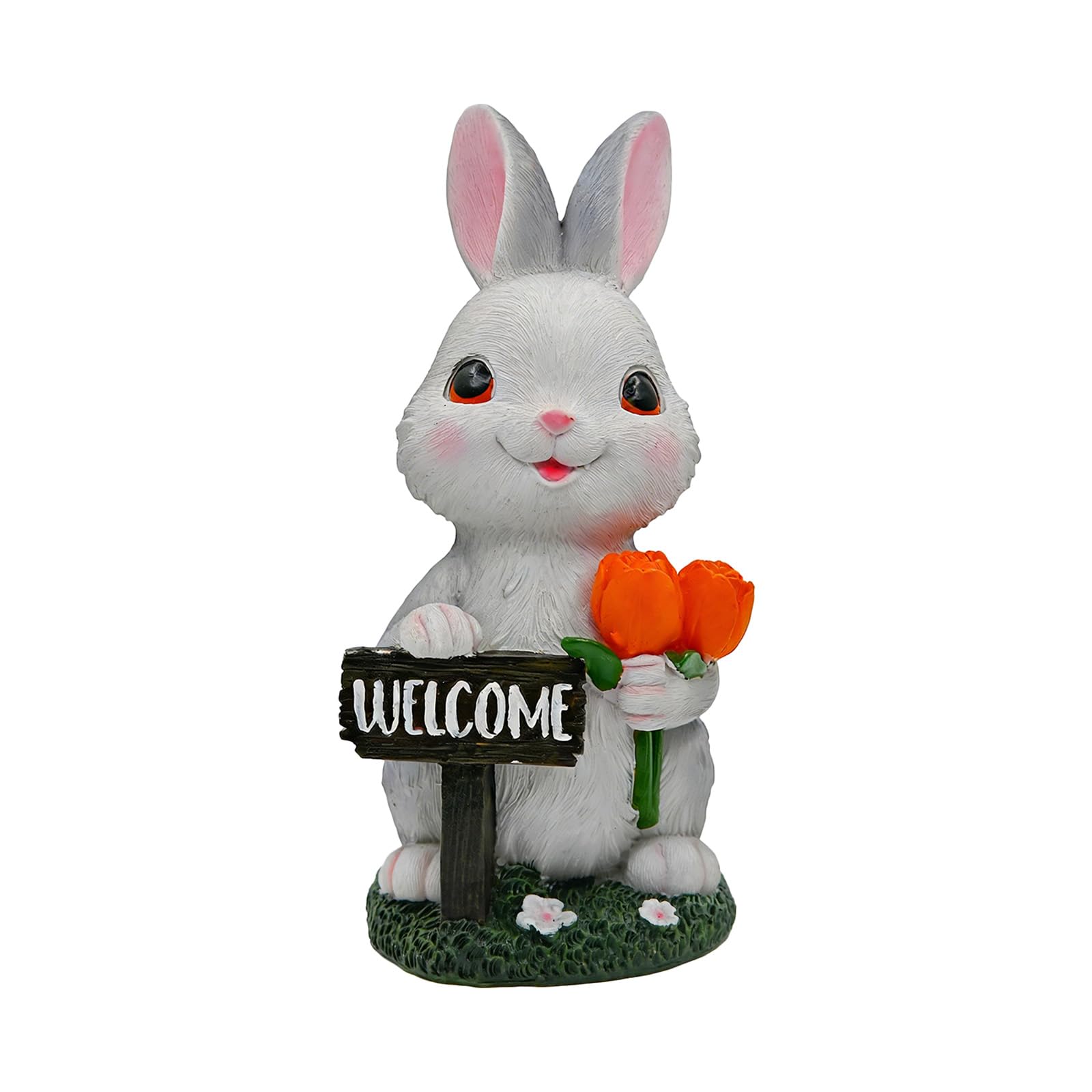 Tsophreniq Solar Garden Outdoor Bunnies Statue with LED Light Bunnies Figurines Decors for Patios, Yard Lawns Ornament Gardening Gift Garden Rabbits Statues with Solar
