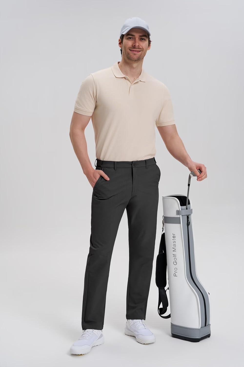 CNBQDD Men's Golf Pants Comfy Stretch Waist Lightweight Quick Dry Casual Work Dress Slacks with 4 Pockets, 30"/32"/34" Inseam