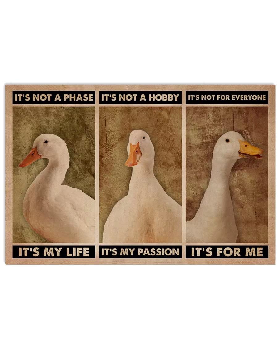 It's Not A Phase It's My Life Vintage Goose Sign Metal Tin Sign Farmhouse Decor Funny Goose Sign Metal Sign Home Kitchen Garden Farm Ranch Cave Coffee Bar Art Tin Sign 12x16 Inch