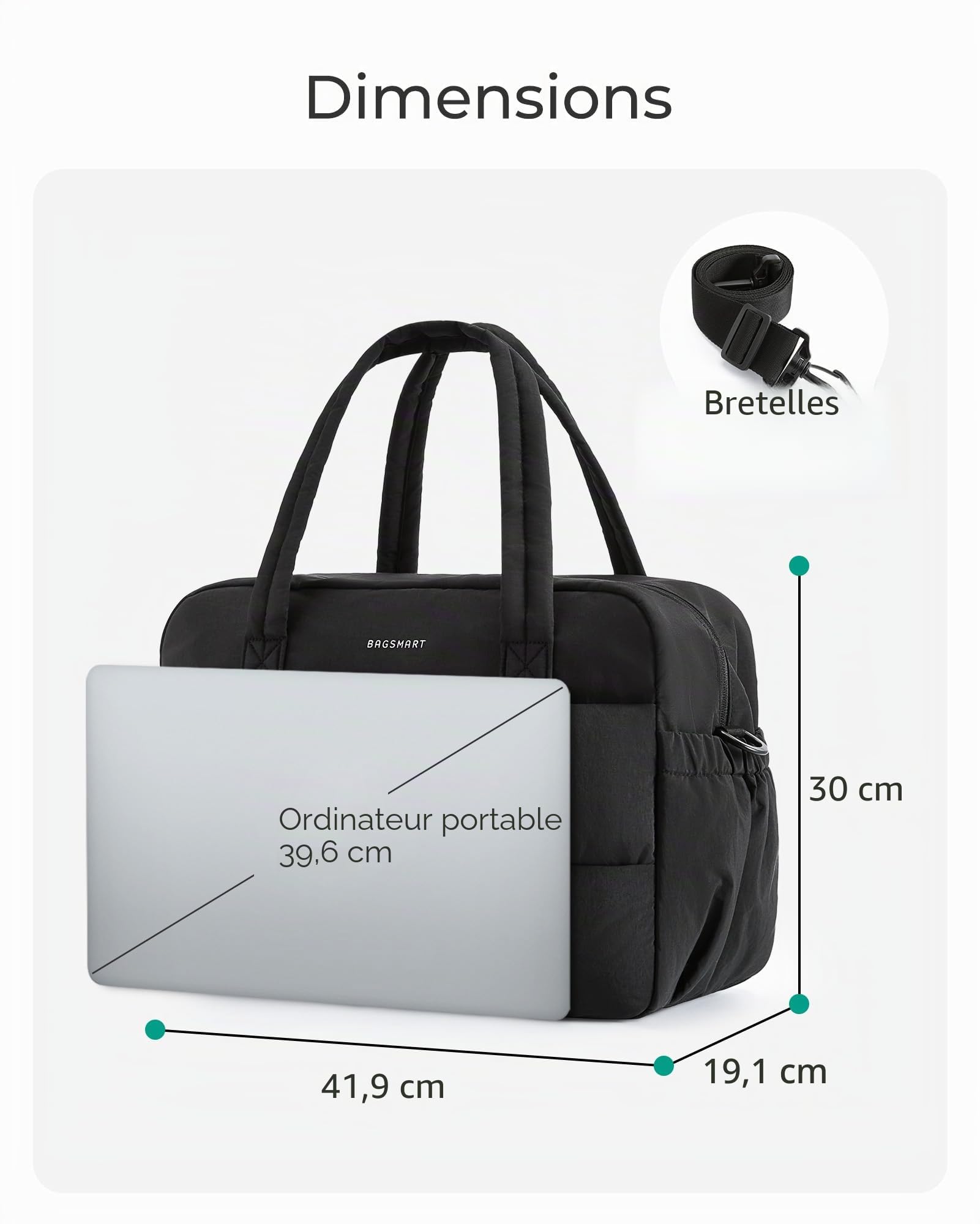 BAGSMART Sac de Voyage 42x19x30 pour Easyjet,29L Bagage Cabine,Sac de Weekend Imperméable pour Avion,Sport,Gym,Léger Voyage avec Compartiment Humide en PVC,Noir