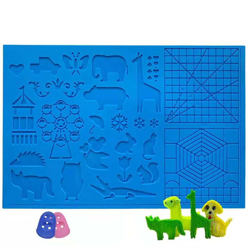 SagaSave 3D Printing Pen Drawing Mat with Finger Caps - Silicone 3D Printing Design Templates, Printer Stencils Molds Tools, Gift Toy for Children