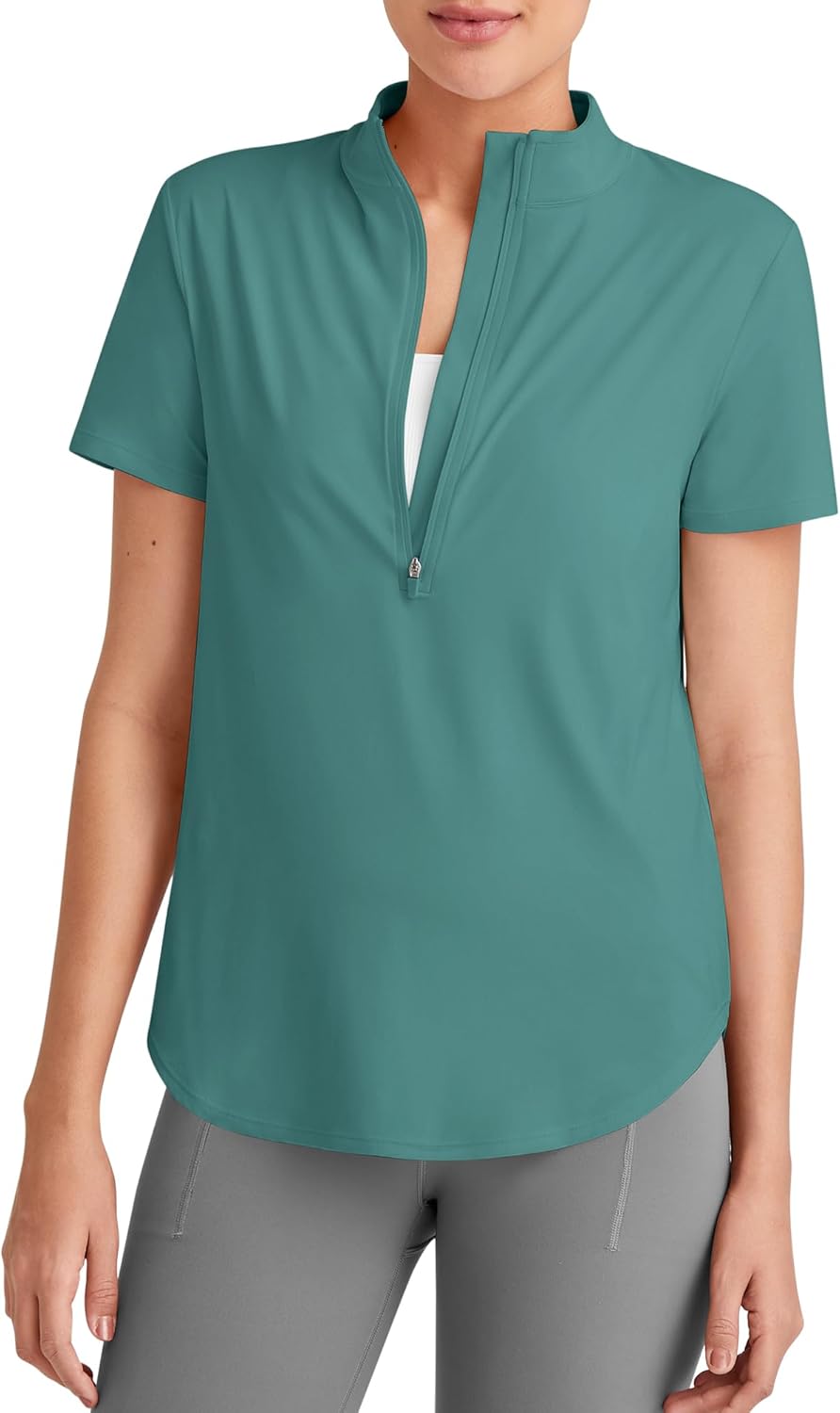 G4Free Lightbreeze UPF 50+ Womens Workout Tops Short Sleeve Half Zip Golf Shirts Loose Fit Athletic Gym Tshirts Running