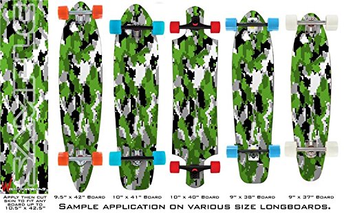 WraptorCamo Digital Camo Green - Decal Style Vinyl Wrap Skin fits Longboard Skateboards up to 10