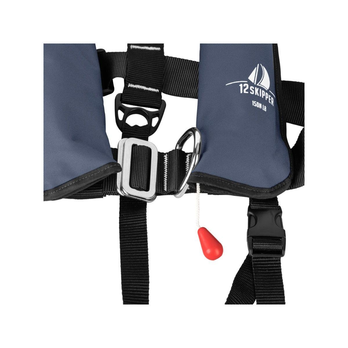 Junior giubbotto di salvataggio automatico ISO 150N con imbragatura, giubbotto salvagente, blu navy
