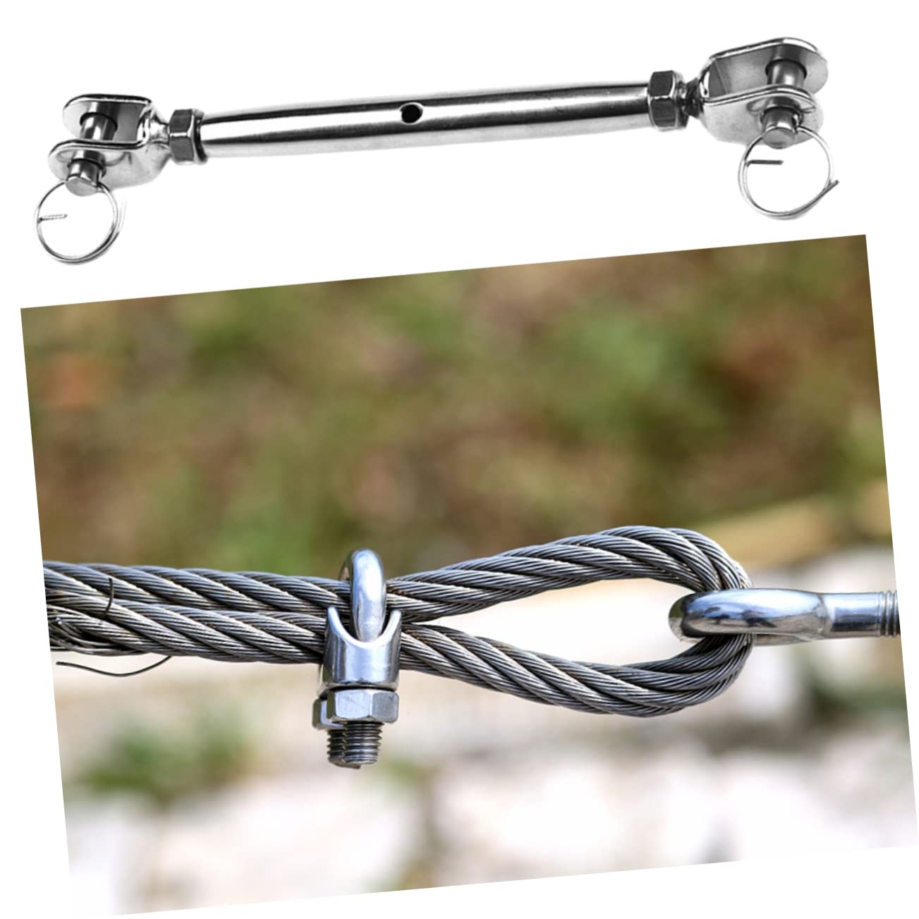 KICHOUSE 2pcs Closed Turnbuckle Bolts Wire Rope Clips Turnbuckle Tension Jaw and Jaw Turnbuckle Cable Tensioner Turnbuckle Wire Tensioner Hook Turnbuckle Heavy Duty Silver Stainless Steel