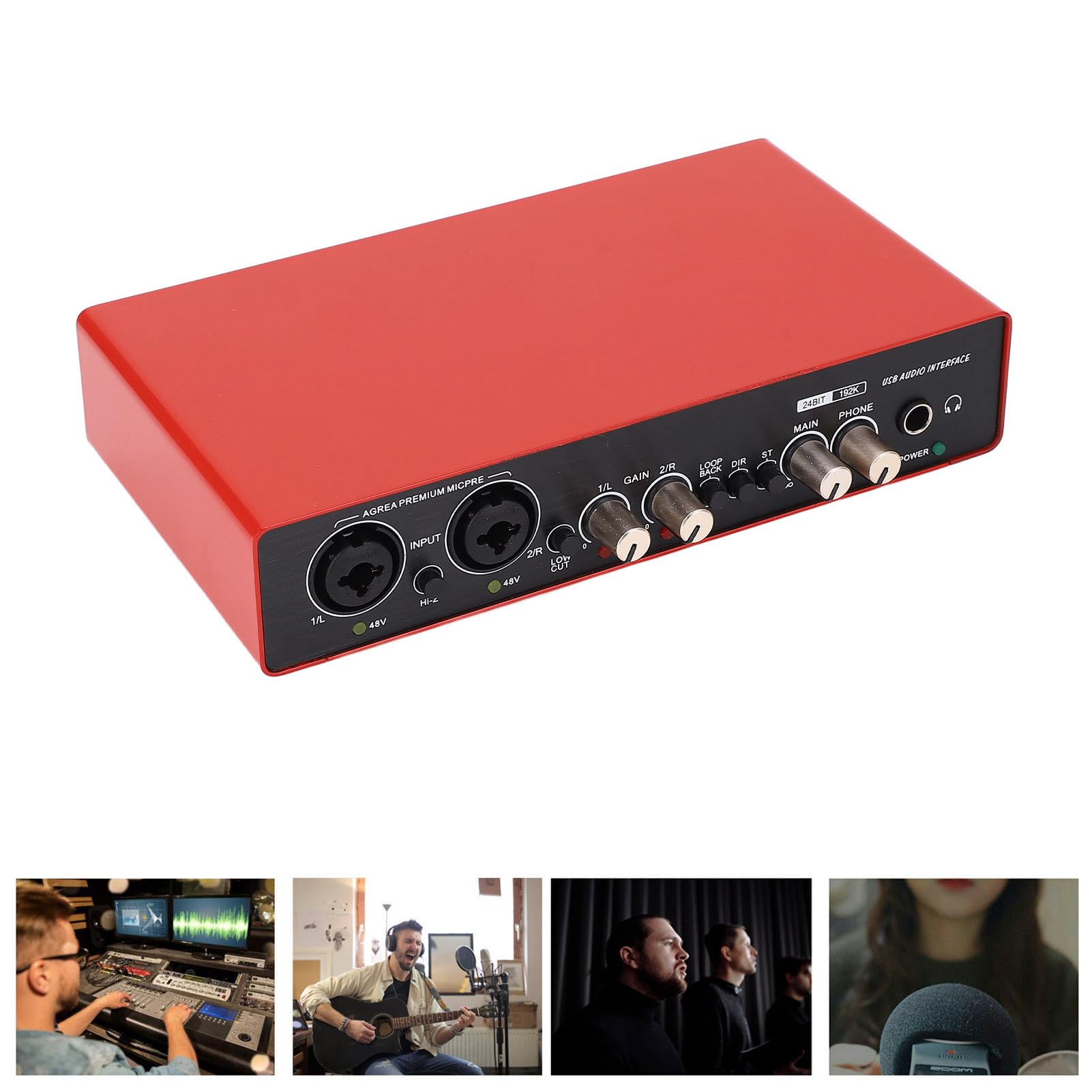 KIMISS Mezclador de Audio Profesional Tarjeta de Sonido en Vivo USB Rojo Mini USB Mezclador Digital Computadora Guitarra Grabación de Teléfono Móvil Canto en Vivo Tarjeta de Sonido