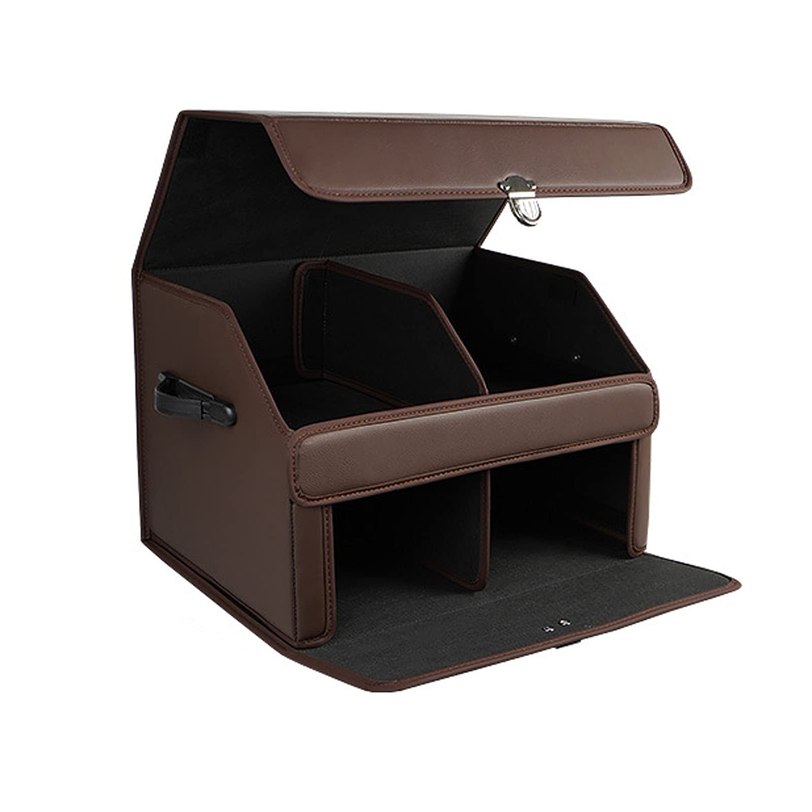 Organizer do bagażnika samochodowego – wodoodporny materiał PU, luksusowy składany schowek do bagażnika do SUV-ów i ciężarówek, przenośny, 2-poziomowy design, do wielofunkcyjnego przechowywania na