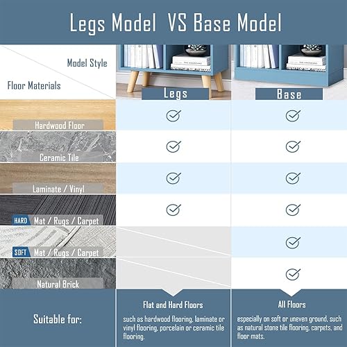 Miniatura 74 de IOTXY - Estantería baja, organizador de madera, 3 niveles con base, estantería horizontal, 10 cubos, color blanco cálido Blanco cálido,Azul