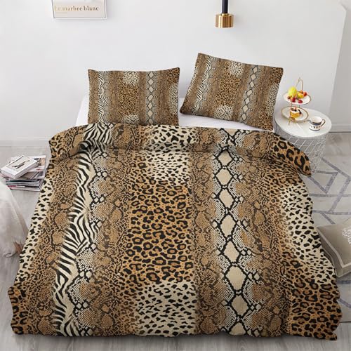 Zcsm Leopard & Snake Print California King Duvet Set (3 pcs)