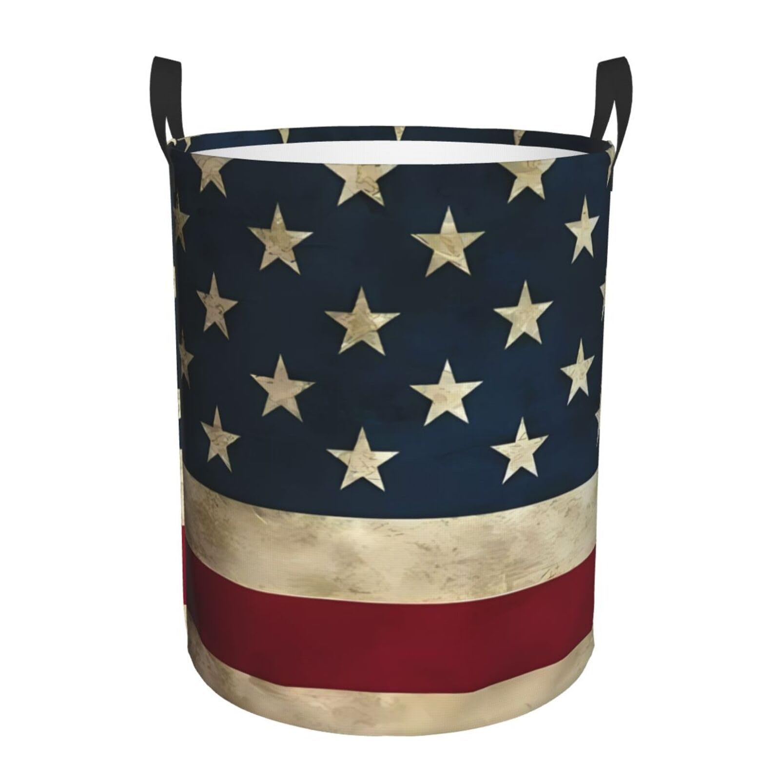 M Circular Hamper U.S. Flag Print for Dirty Clothes