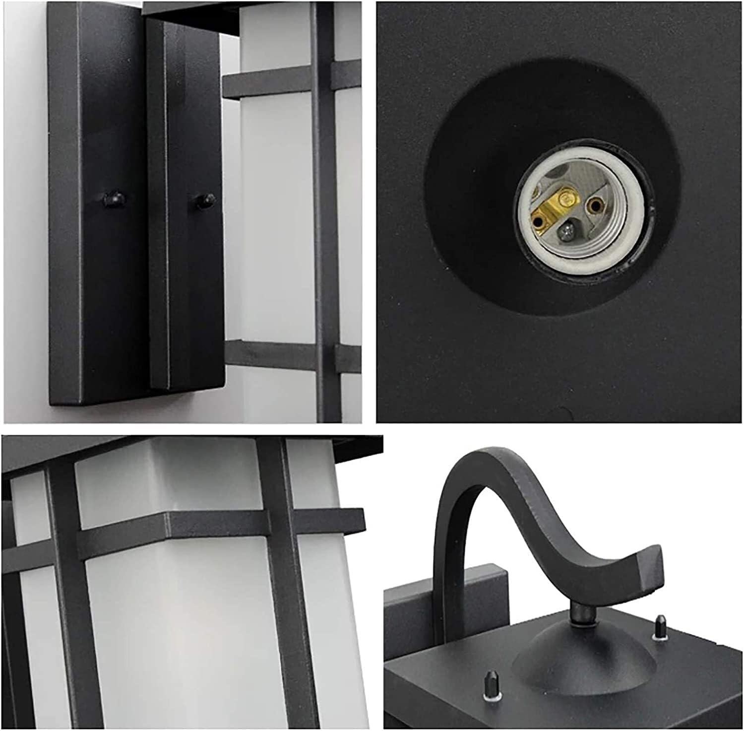 Lampa Ogrodowa,Lampy Wodoodporna Zewnętrzna Lampa Ścienna Metalowa Kinkiet Szklany Klosz E27 Zewnętrzna Lampa Ścienna Do Garażu, Ogrodu, Patio, Drzwi Oprawa Ogrodowa