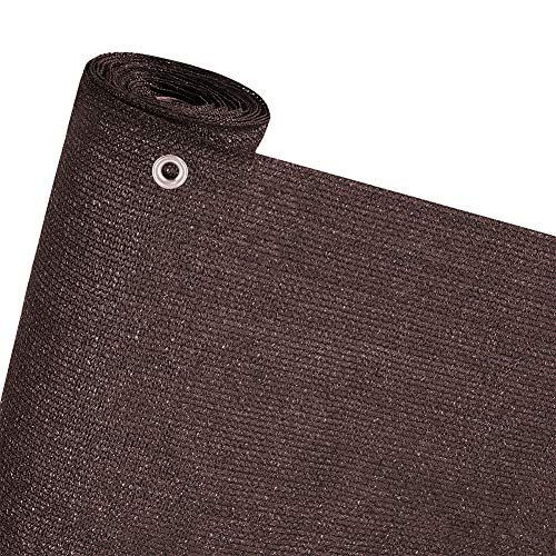 INMOZATA Anti-UV Outdoor Shade Netting 95% 220g/m²Sunblock Shade Cloth Privacy Garden Fence Netting Shade Sunscreen Fabric Plant Greenhouse Cover with Grommets and Tie Wraps (1 * 15M,Brown)