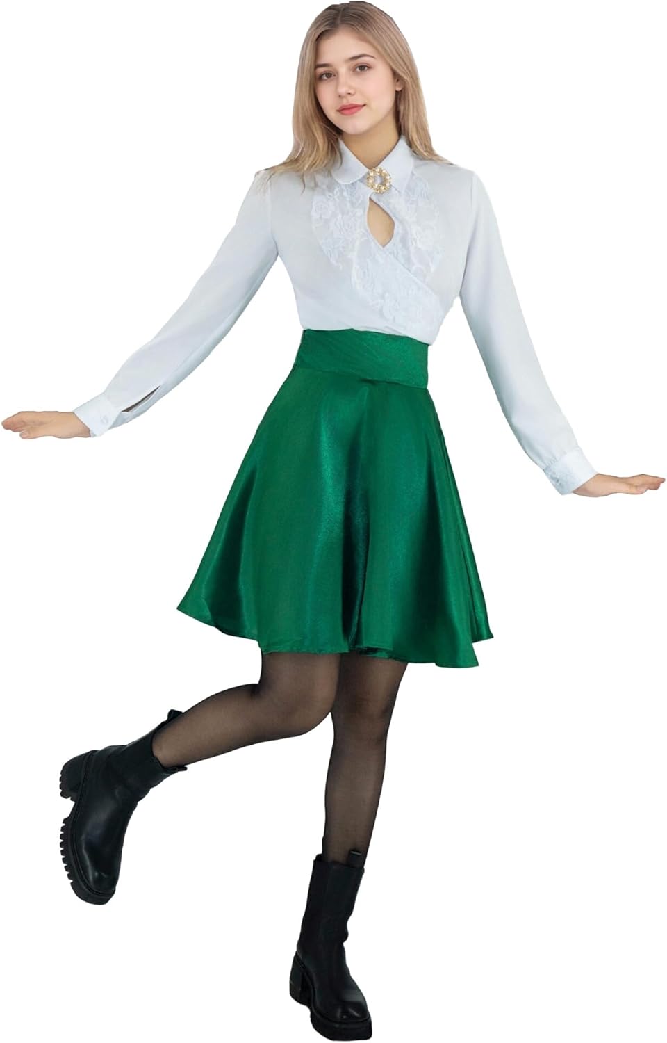 Ellen Costume Christmas Vacation Ellen Shirt Skirt Brooch Set Vintage Dress for Women