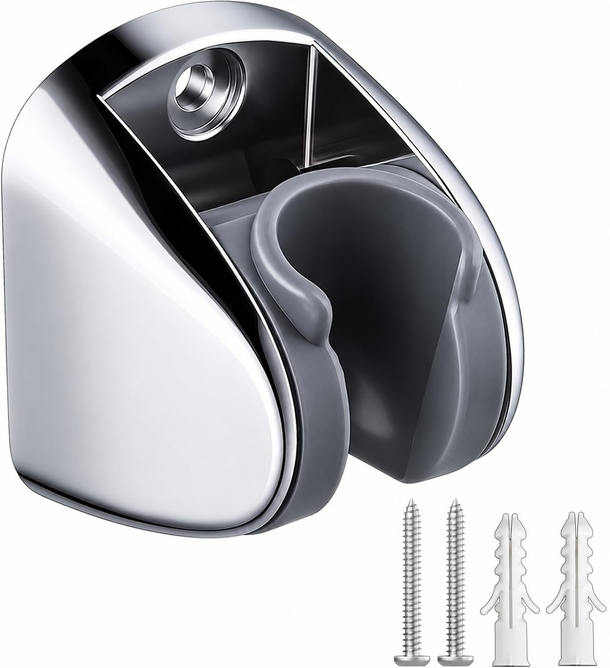 Wall Mount Shower Bracket for Handheld Shower Head – Height & Angle Adjustable, Rotatable, Chrome Finish, Durable ABS Plastic, Easy Install with Screws & Wall Anchors, Universal Fit