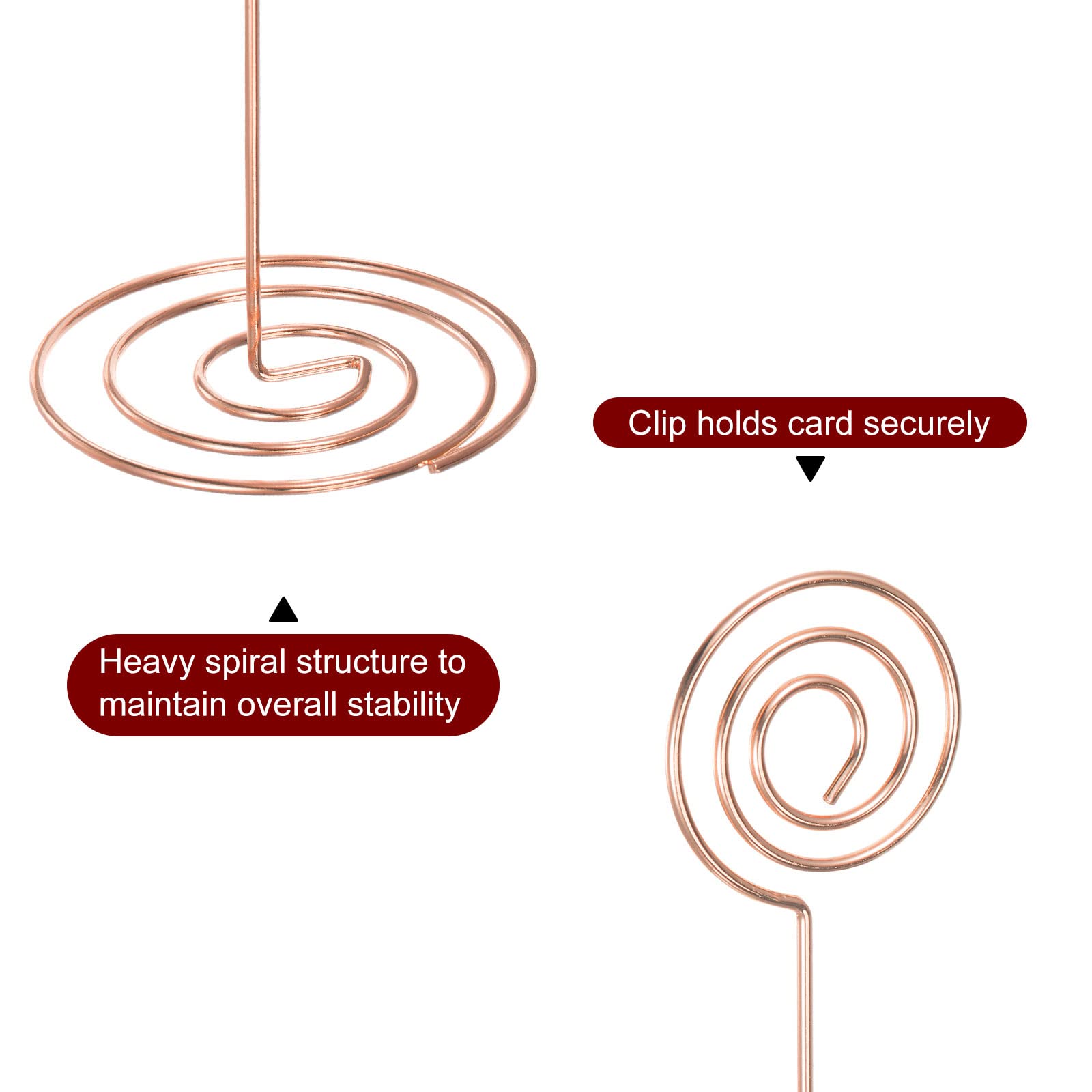 sourcing map 24Stk Tisch Nummer Halterungen 8.66" 220mm Hoch Kreis Form Stahl Foto Halterungen für Mittelstücke Tisch Platzkarte Halterung für Hochzeit Rezeption Party Büro Haus Rose Gold