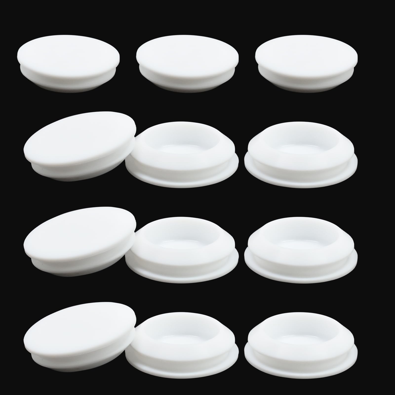 EASYEAH 12PCS Rubber Plugs for Round Holes - 1"(25mm) White Snap in Locking Hole Plugs, Rubber Hole Plugs for Automotive, Industrial & Furniture
