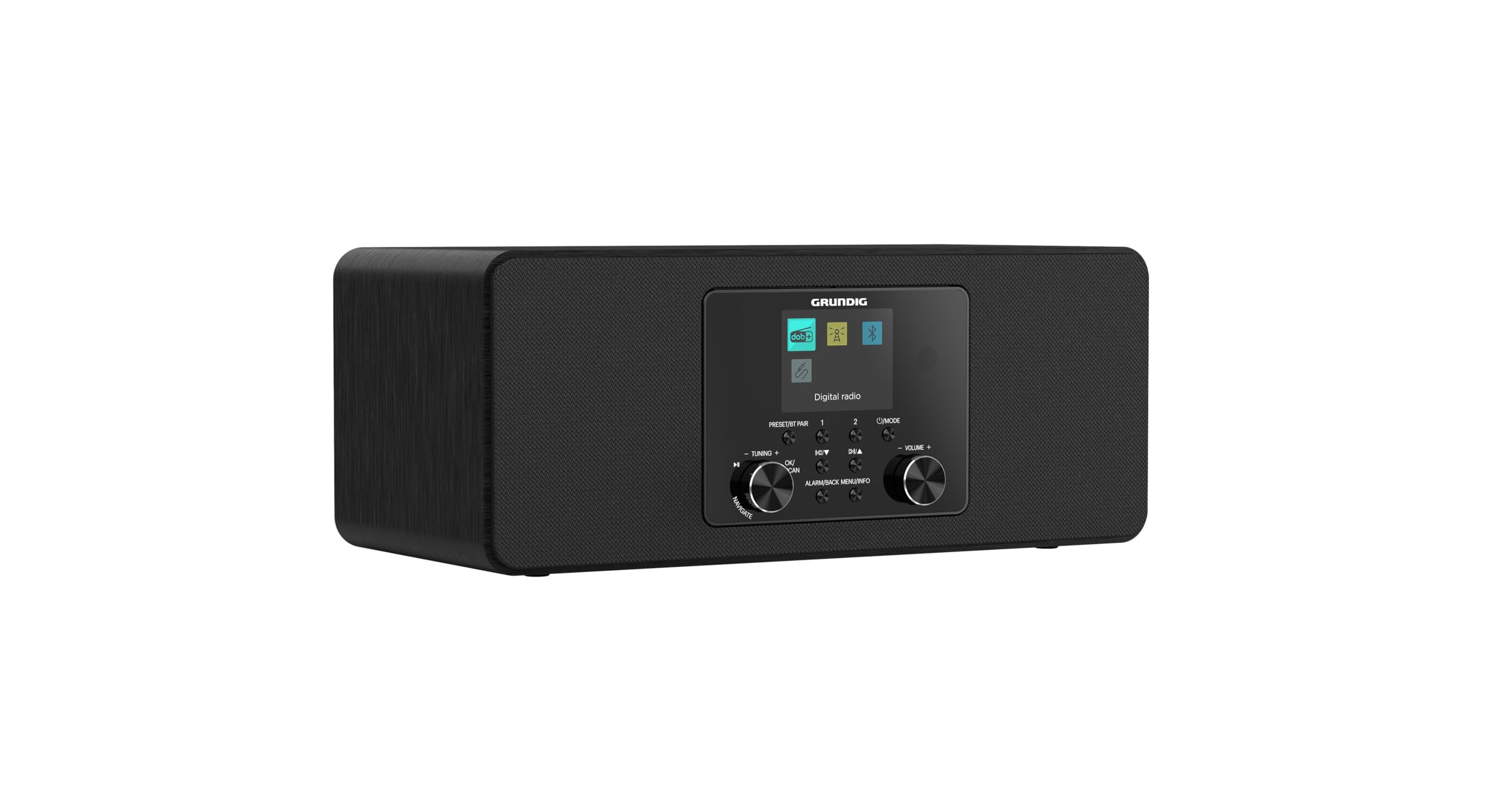 Grundig DTR 4600 2.0 DAB+ Radio digitale FM 2.0 Sistema di altoparlanti stereo da 10 W RMS, Funzione Allarme, Automatico addormentato, Display a colori, Nero