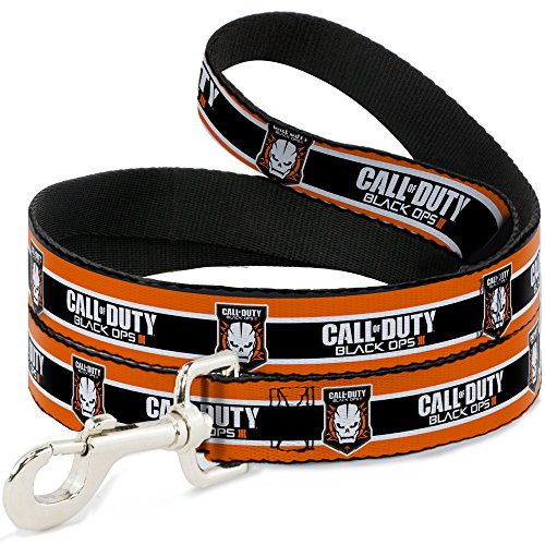 Correa para Perro Call of Duty Black Ops III Skull Icon 3 Rayas Naranja 6 pies de Largo 0.5 Pulgadas de Ancho