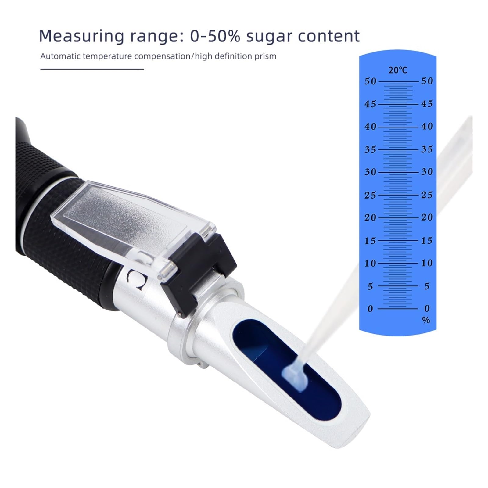 Refractómetro líquido, Refractómetro, 58-98% Medidor De Concentración ATC Portátil Azúcar para Apicultura Jugo Fruta Y Miel