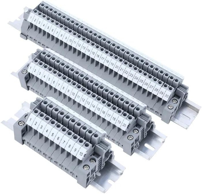 10Pcs Rail Terminal Block Gray Strip Wire Electrical Screw Feed-Through Connector(UK-10N)
