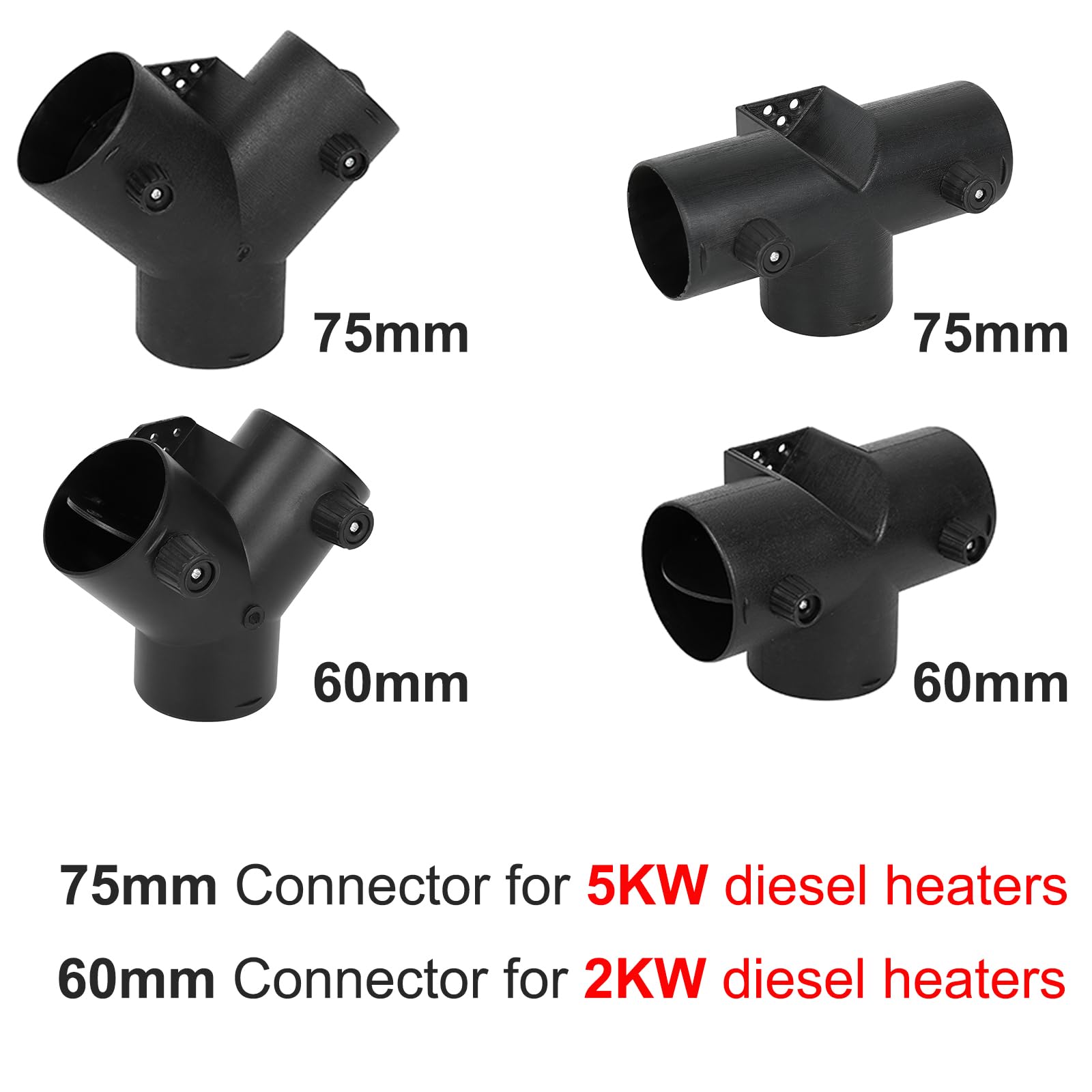 Tuyau Conduit Aération Voiture 75 Mm - Connecteur L T Avec Vannes Réglables - Compatible Webasto Chauffage Diesel