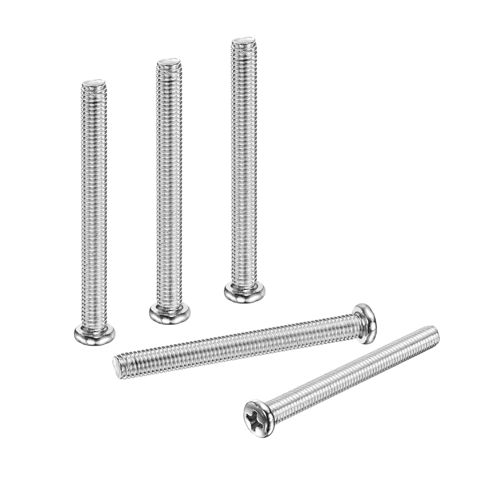 PATIKIL 100 Pcs Pan Head Machine Screws, M5 x 50mm (0.8mm Pitch) Phillips Drive Metric 304 Stainless Steel Full Thread Round Head Small Screws Bolts for Cabinet Drawer Furniture Repairs